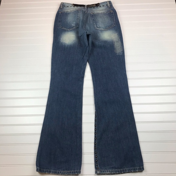 Just Cavalli Italy Studded Flare Leg Jeans Embellished Italy 30 - Picture 4 of 12